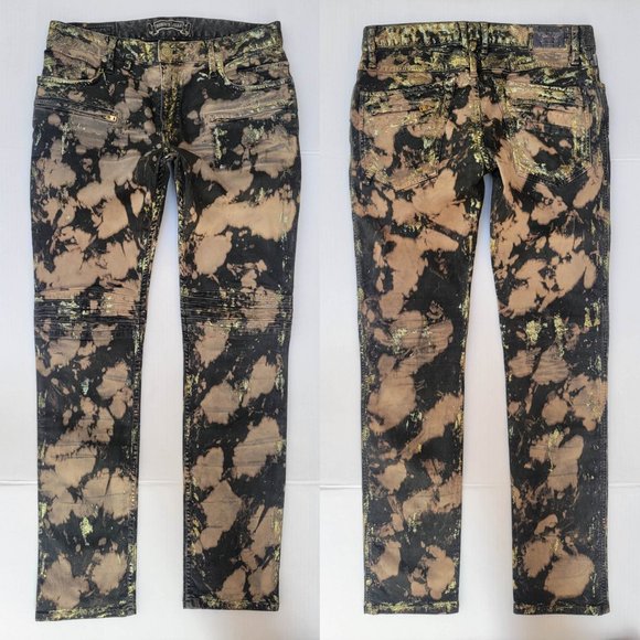 New Men's ROBIN'S JEAN sz 32 MOTARD Slim Jeans -Gold Foil